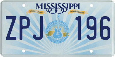 MS license plate ZPJ196
