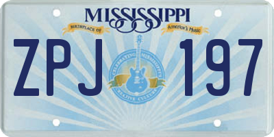 MS license plate ZPJ197