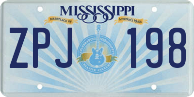 MS license plate ZPJ198