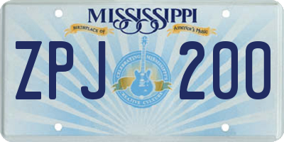 MS license plate ZPJ200