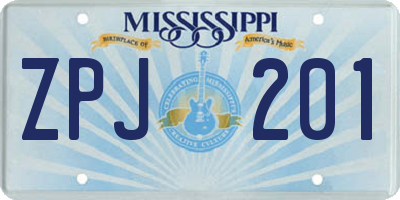 MS license plate ZPJ201