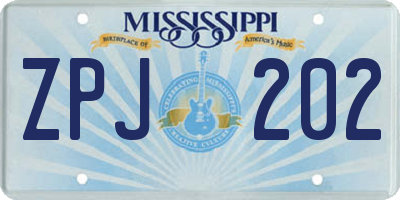 MS license plate ZPJ202