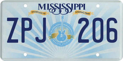 MS license plate ZPJ206