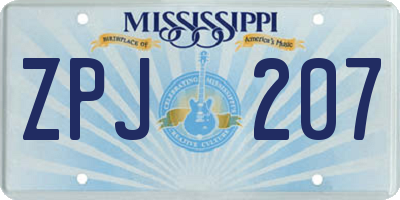 MS license plate ZPJ207