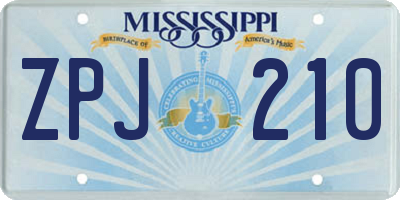 MS license plate ZPJ210