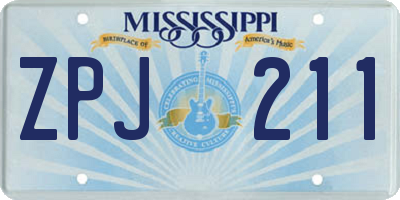 MS license plate ZPJ211