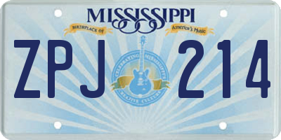MS license plate ZPJ214