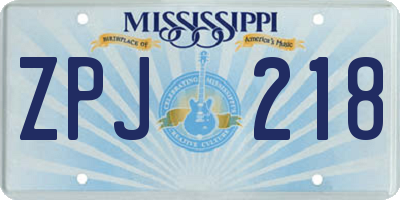 MS license plate ZPJ218