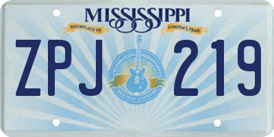 MS license plate ZPJ219