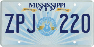 MS license plate ZPJ220