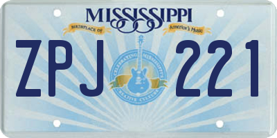MS license plate ZPJ221