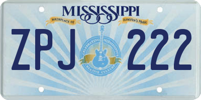 MS license plate ZPJ222