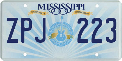 MS license plate ZPJ223