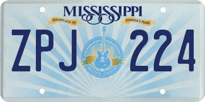 MS license plate ZPJ224