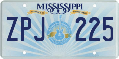 MS license plate ZPJ225