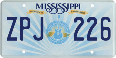 MS license plate ZPJ226