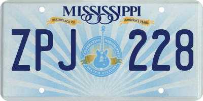 MS license plate ZPJ228
