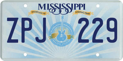 MS license plate ZPJ229
