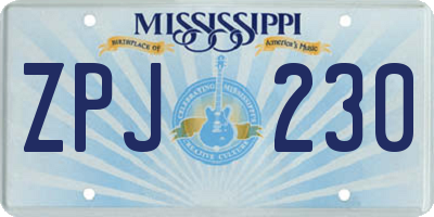 MS license plate ZPJ230