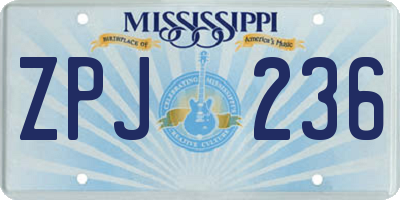 MS license plate ZPJ236