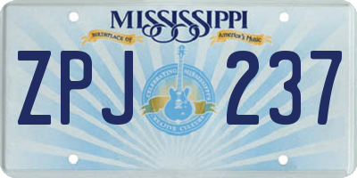 MS license plate ZPJ237