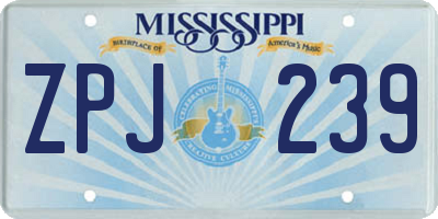 MS license plate ZPJ239