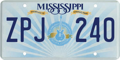 MS license plate ZPJ240