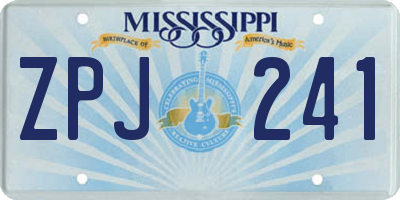 MS license plate ZPJ241