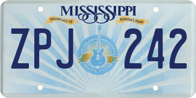 MS license plate ZPJ242