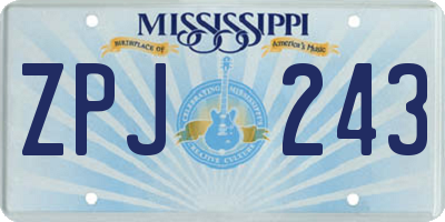 MS license plate ZPJ243