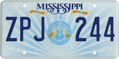 MS license plate ZPJ244