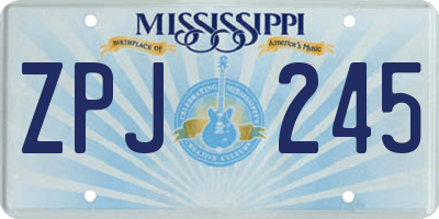 MS license plate ZPJ245