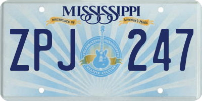 MS license plate ZPJ247