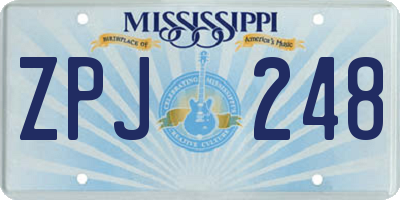 MS license plate ZPJ248
