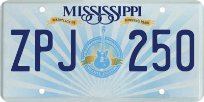 MS license plate ZPJ250
