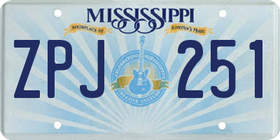MS license plate ZPJ251