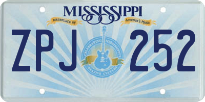 MS license plate ZPJ252