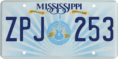 MS license plate ZPJ253