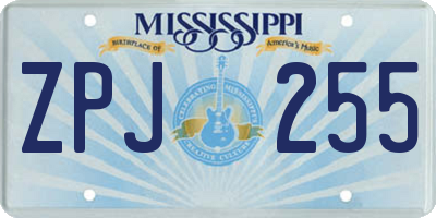 MS license plate ZPJ255