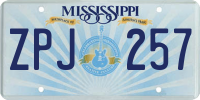 MS license plate ZPJ257
