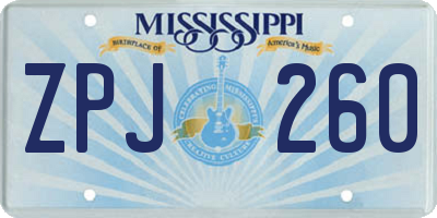 MS license plate ZPJ260