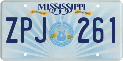 MS license plate ZPJ261