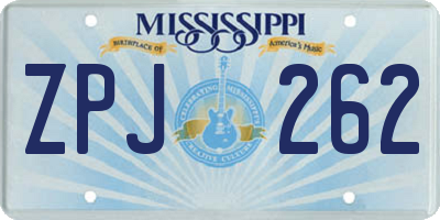 MS license plate ZPJ262