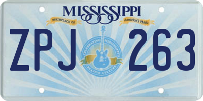 MS license plate ZPJ263