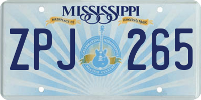 MS license plate ZPJ265