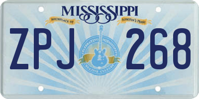 MS license plate ZPJ268