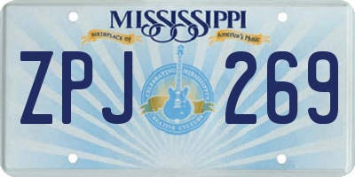 MS license plate ZPJ269