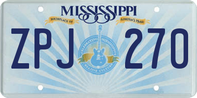 MS license plate ZPJ270