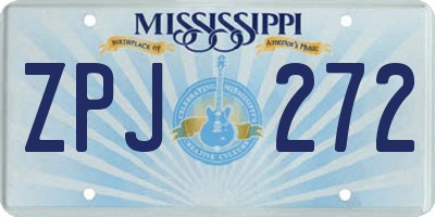 MS license plate ZPJ272