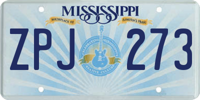 MS license plate ZPJ273